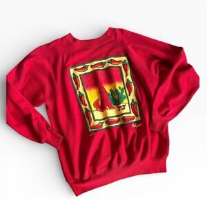 VINTAGE Sweatshirt XL USA Arizona Western Coyote Chili Cactus Crewneck 80s 90s
